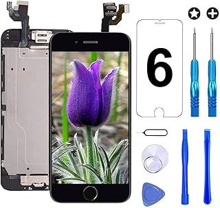 Brinonac for iPhone 6 Screen Replacement Black Touch Display LCD Digitizer Full Assembly with Front Camera,Proximity Sensor,Ear Speaker and Home Button Including Repair Tool and Screen Protector